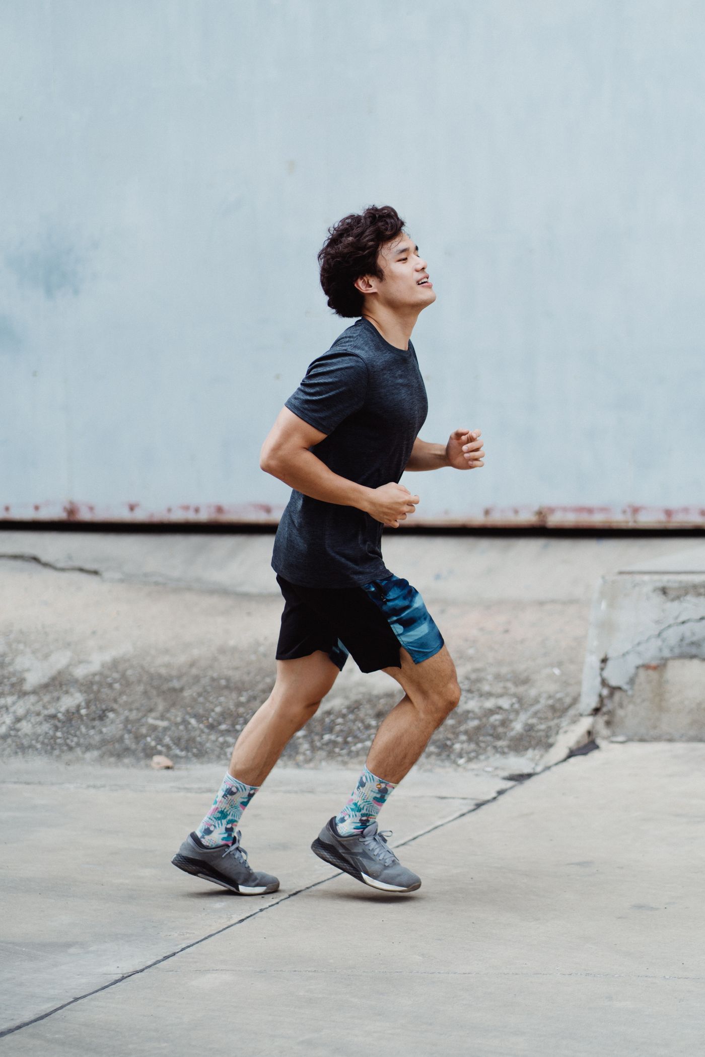 A man running outdoors